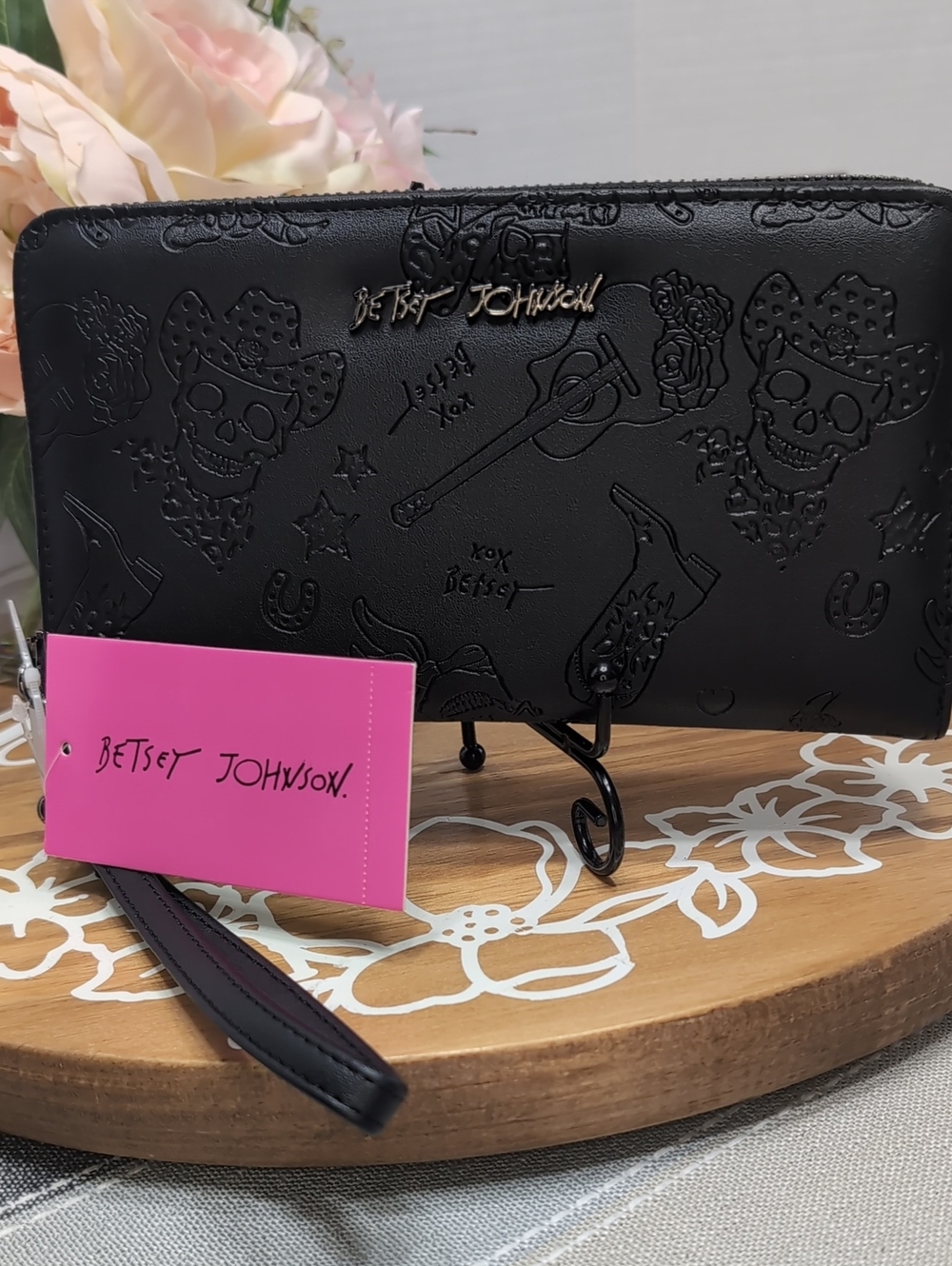 Betsey Johnson  Cowboy Skull Embossed Wristlet Wallet